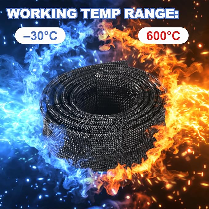 uxcell Insulation Cable Protector,1mm/0.04 Inch-10m/33 Feet High Temp Fiberglass Sleeve Black