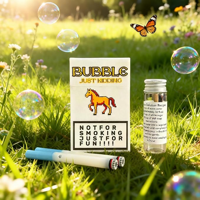 Bubble Blower Set with 2Wands and Refillable Bottle, Handheld Bubble Maker, Stress Relief Outdoor Bubble Toy, Fun Creative Gift for Men Women, YH