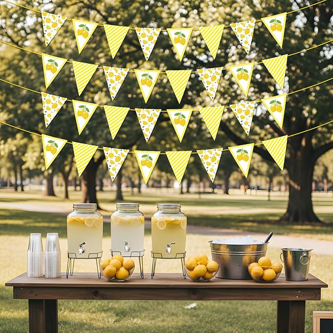 Lemonade Stand Party Decorations - 4PCS Fresh Lemonade Party Banner Supplies for Kids, Lemon Drink Bar Sign Garland Birthday Supplies Decor for Summer (No-DIY)