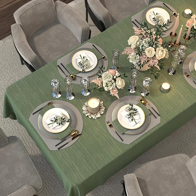 Sage Green Table Cloth 60 x 120 Inch, Rectangle Waterproof Tablecloth, Jacquard Texture Fabric Table Cover for Birthday Party Dining, Farmhouse, Wedding, Buffet - Sage Green, Spring