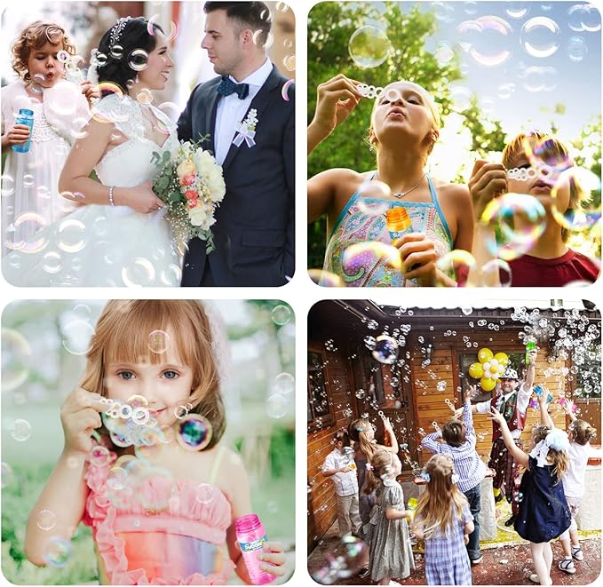 Springflower 24 Pcs Bubble Bottles with Wand,Bubbles Party Favors for Kids,Summer Toys, Blow Bubbles Solution Novelty Toy, Party Favors, Birthday Party Supplies, Outdoor & Indoor Activity,4oz,6 Colors