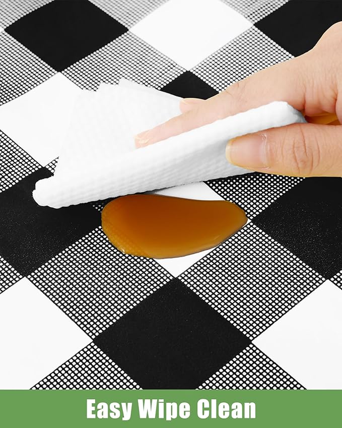 Smiry 12 Packs Gingham Disposable Table Cloth, 54 x 108 Inch Waterproof Plastic Tablecloth, Rectangle Black and White Checkered Table Covers for Picnic, Birthday, Party