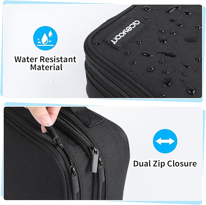 aceyoon Electronics Organizer Travel Case, Waterproof Cable Organizer Bag for Electronic Accessories, 3 Laye Travel Cord Organizer Case for Cord, Power Bank, Charger, Phone, Tablet, SD Card, Black