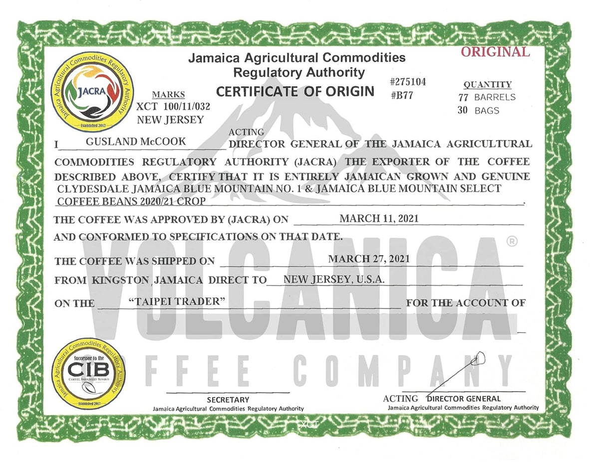 Jamaican Blue Mountain Coffee, Clifton Mount Estate, 100% Certified, Ground, Fresh Roasted, 16-ounce