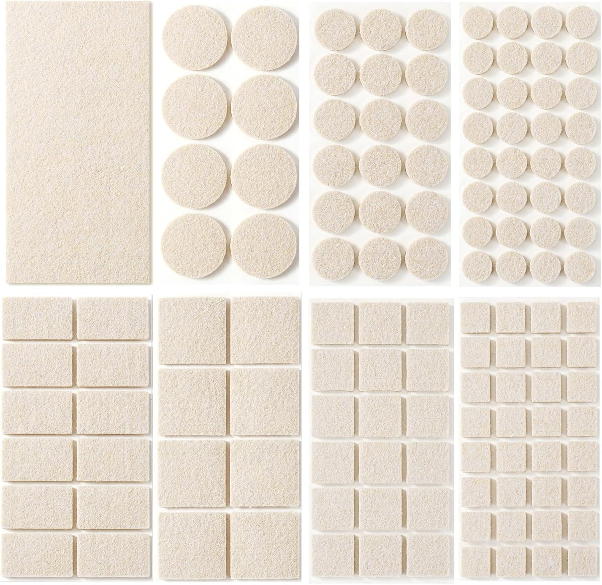 Felt Furniture Pads for Hardwood Floors 129 Piece, Furnigear Anti Scratches Felt Pads for Round, Square Chair Feet Self Adhesive Chair Felt Pads Sliders Moving Your Furniture Smoothly, Beige