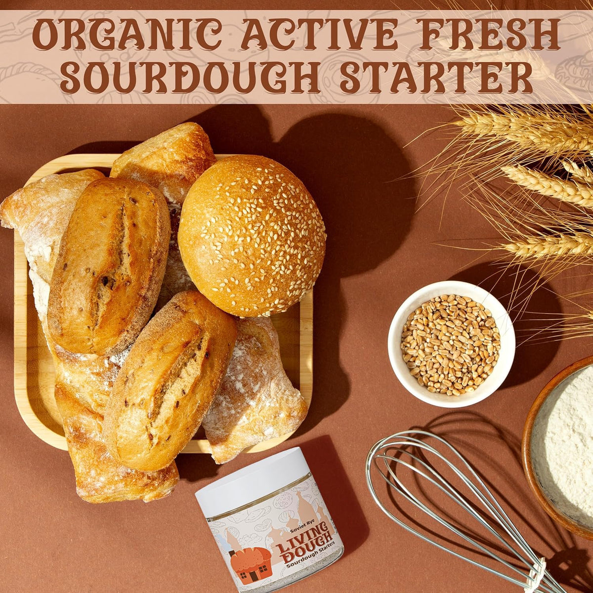 Soviet Rye Sourdough Starter Culture for Baking, Fresh &amp; Versatile, 3.5 Oz | Easy to Use, Active &amp; Live Organic Sourdough Starter for Artisan Bread, Pizza Dough, Waffles, Homemade Bread Recipes &amp; More