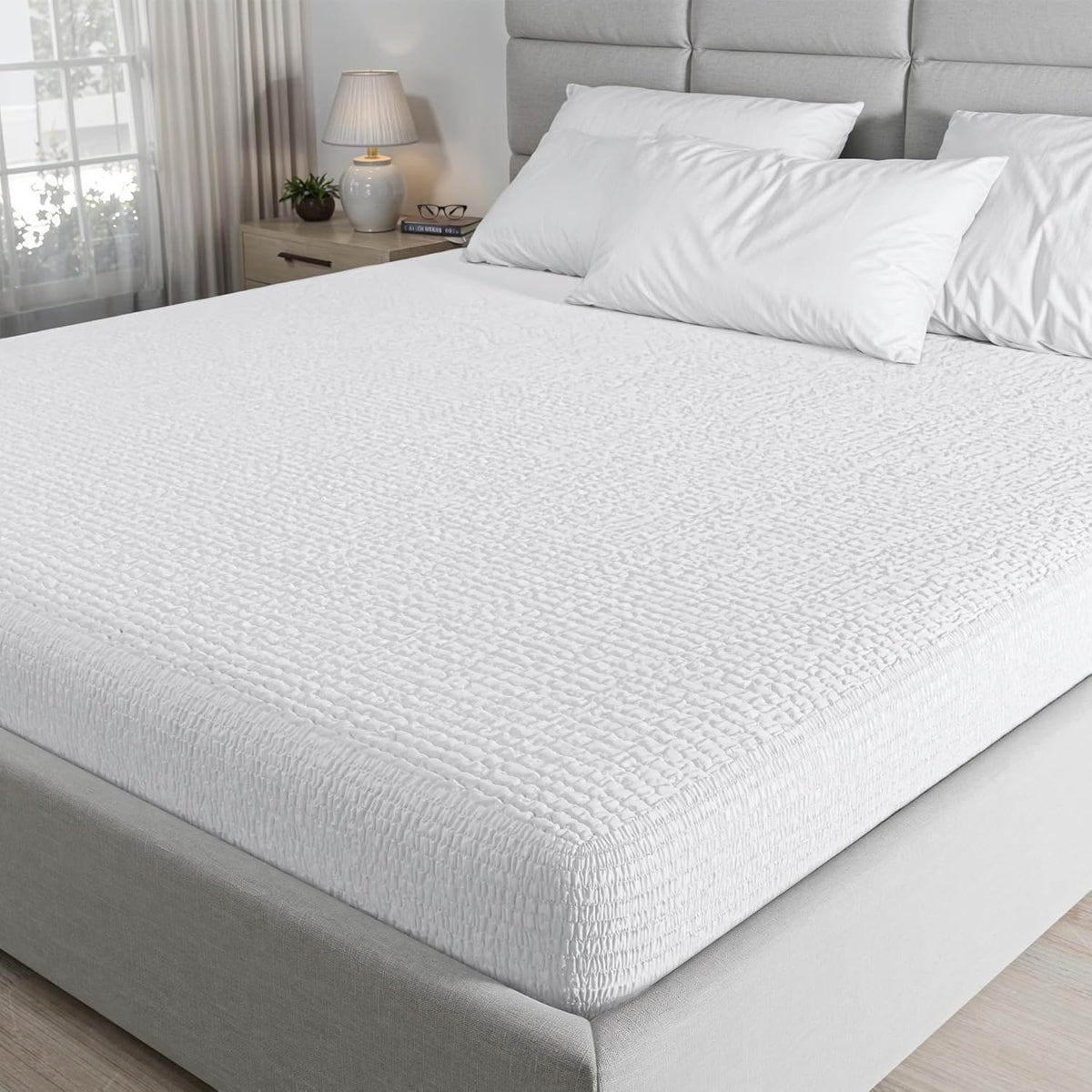 PAULATO BY GA.I.CO King Waterproof Mattress Protector – Mattress Cover for King Size Bed – Breathable Noiseless Hypoallergenic Machine Washable – Premium Quality Cover with Elasticised Edges
