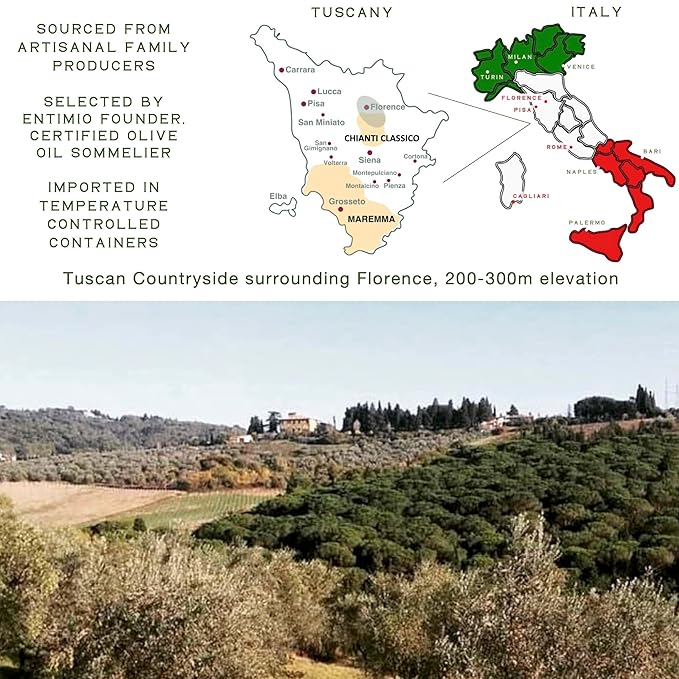 Entimio Italiano Organic Italian Extra Virgin Olive Oil from Italy, 500+ mg/kg High in Polyphenols, 2025 Gold Winner, Tuscany evoo, Cold Extracted