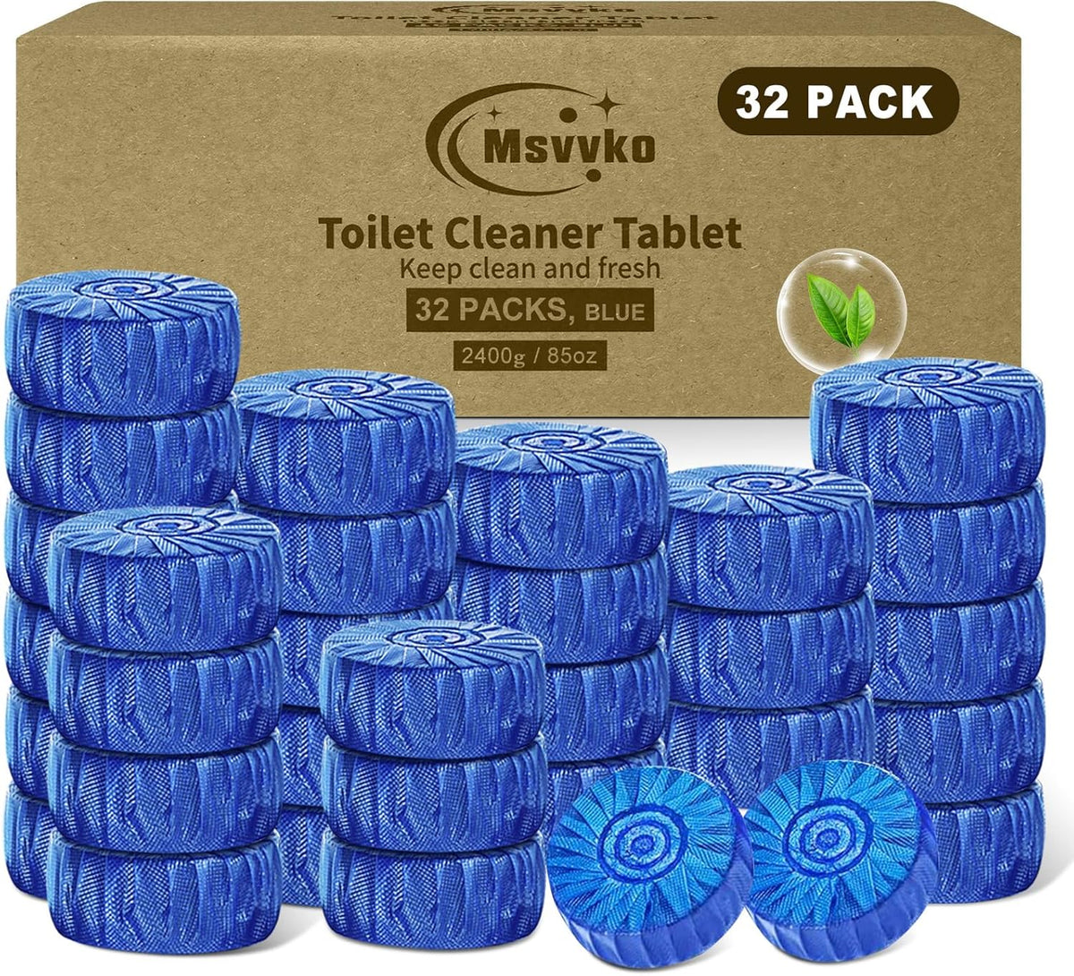 Toilet Bowl Cleaner Tablets 32 Packs-85oz, Ultra-Clean Blue Cleaners for Deodorizing & Descaling, Long-Lasting Automatic Toilet Tank Cleaners, Against Tough Stains