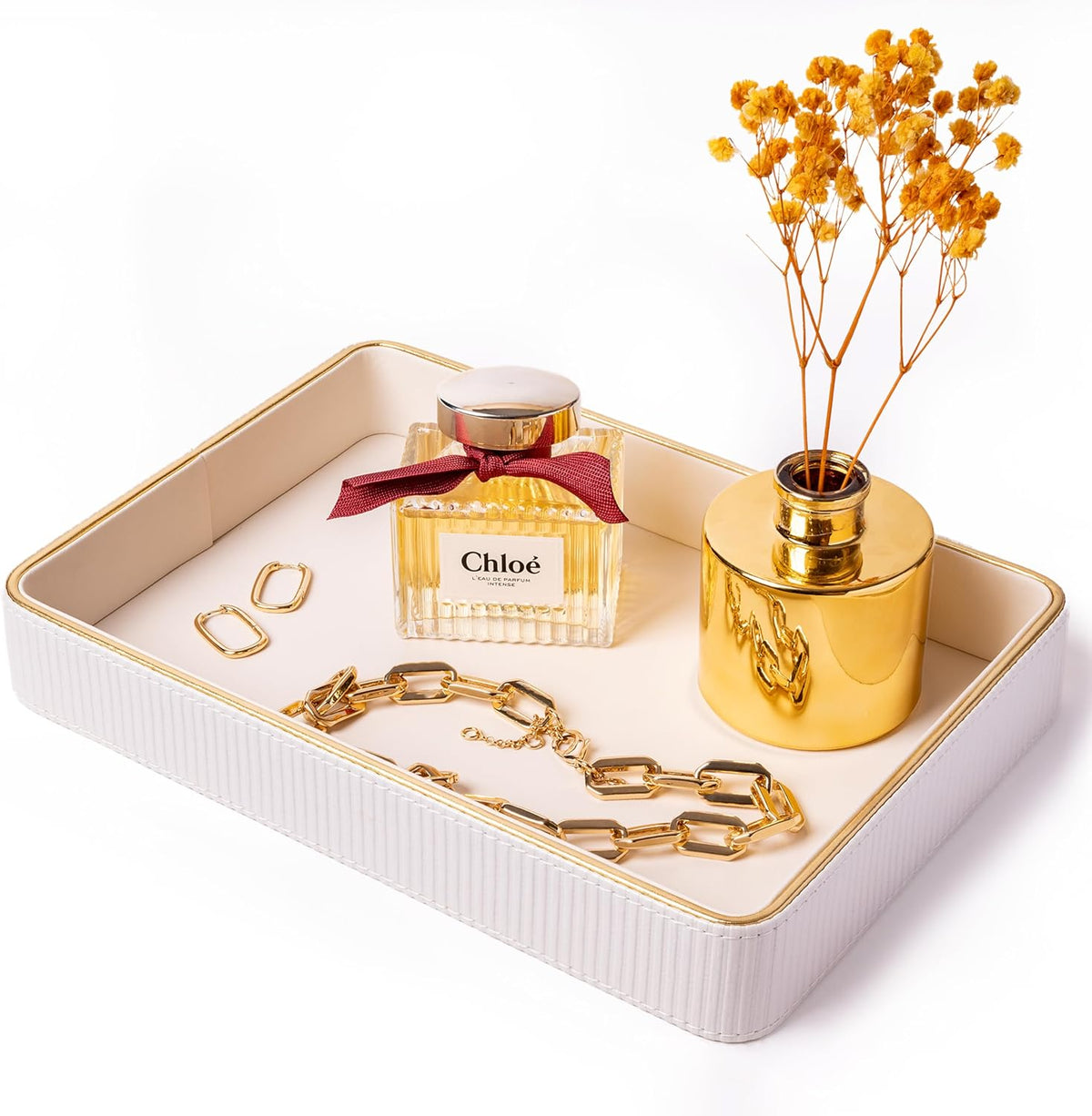 Perfume Tray for Women Valet Tray Night Stand Bedside Organizer, Perfume Organizer Catchall