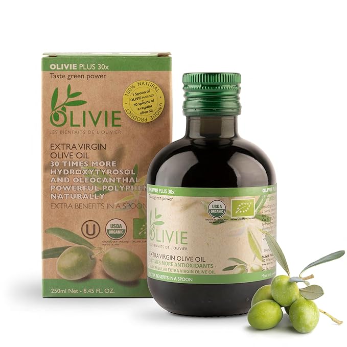 Organic High Polyphenol Rich Extra Virgin Olive Oil Olivie Plus 30X, Moroccan Desert Olive Oil, Evoo, Organic, Kosher, 250 ml Glass Bottle