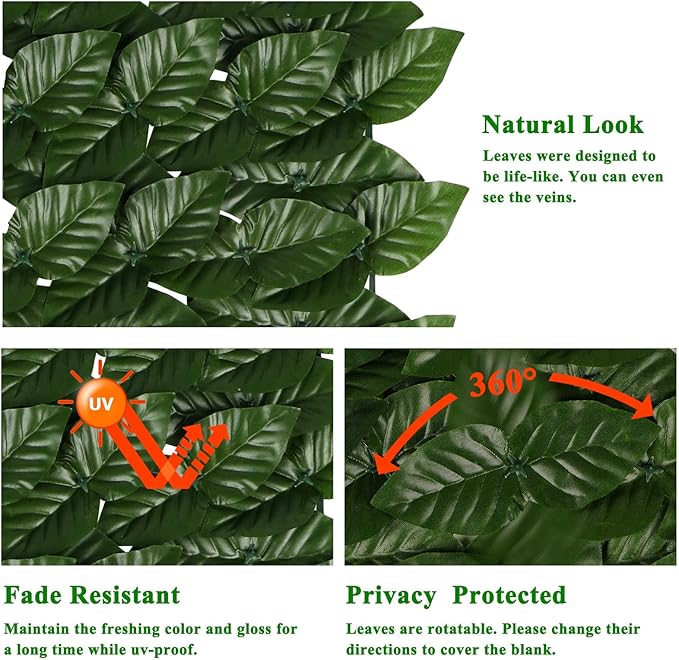 iCover Artificial Ivy Privacy Screen for Fence, 59x118in Strengthened Joint Prevent Leaves Falling Off, Faux Hedge Panels Greenery Vines, Decorative Fences for Outdoor, Garden