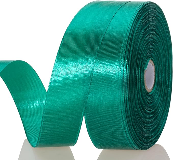 YASEO 1 Inch Teal Solid Satin Ribbon, 50 Yards Craft Fabric Ribbon for Gift Wrapping Floral Bouquets Wedding Party Decoration