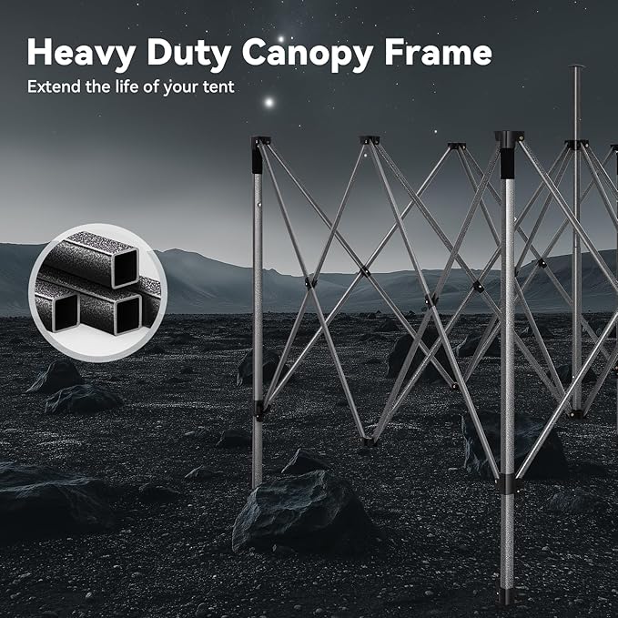 COBIZI 10x20 Heavy Duty Pop Up Canopy Tent with 6 Sidewalls Thicken Frame, Commercial Easy Up Outdoor Wedding Party Tents, All Season Waterproof Windproof with Stakes Sandbags Ropes Roller Bag, White
