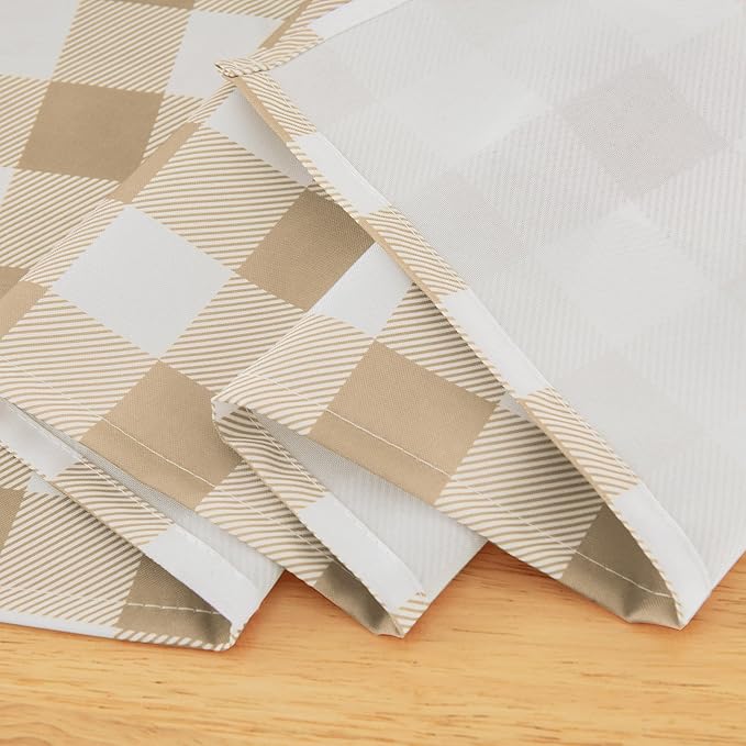 Waterproof Checkered Tablecloth Fabric - Rectangle 58x84 Inch Classic Gingham Buffalo Plaid Table Cloth for Indoor/Outdoor Use - Washable Table Cover for Kitchen, BBQs, and Parties