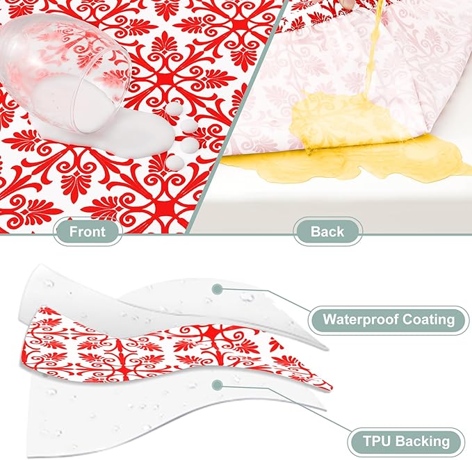 misaya Picnic Table Cover with Bench Cover, Waterproof Elastic Fitted Tablecloth for 6 Foot Tables, Rectangle Washable Polyester Tablecloths for Picnic, Camping, Outdoor (Red, 30" x 72")