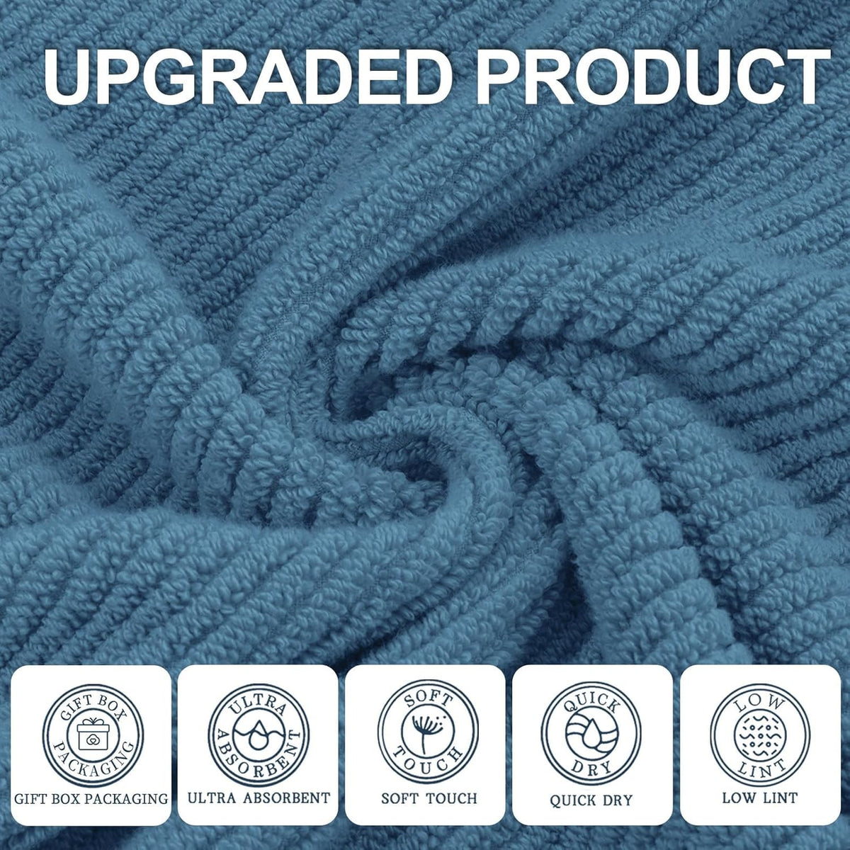Blue Washcloths 6 Pack, 13"x13" - 100% Cotton | Lightweight | Thick | Quick Dry | Soft | Absorbent, Wash Cloths for Your Face and Body, Hand Towels for Shower, Bathroom Essentials, Denim Blue
