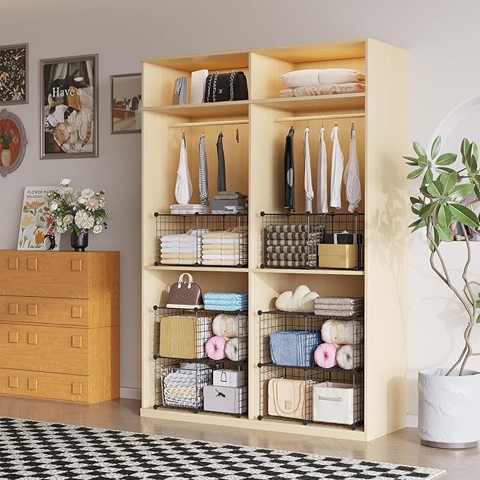 C&AHOME Wire Cube Storage, 2-Cube Storage Organizer Metal, C Grids Storage Bins Shelving, Modular Bookshelf Shelf, Closet Cabinet Ideal for Bedroom, Office 12.4”L x 12.4”W 24.8”H Black UWCS3002B