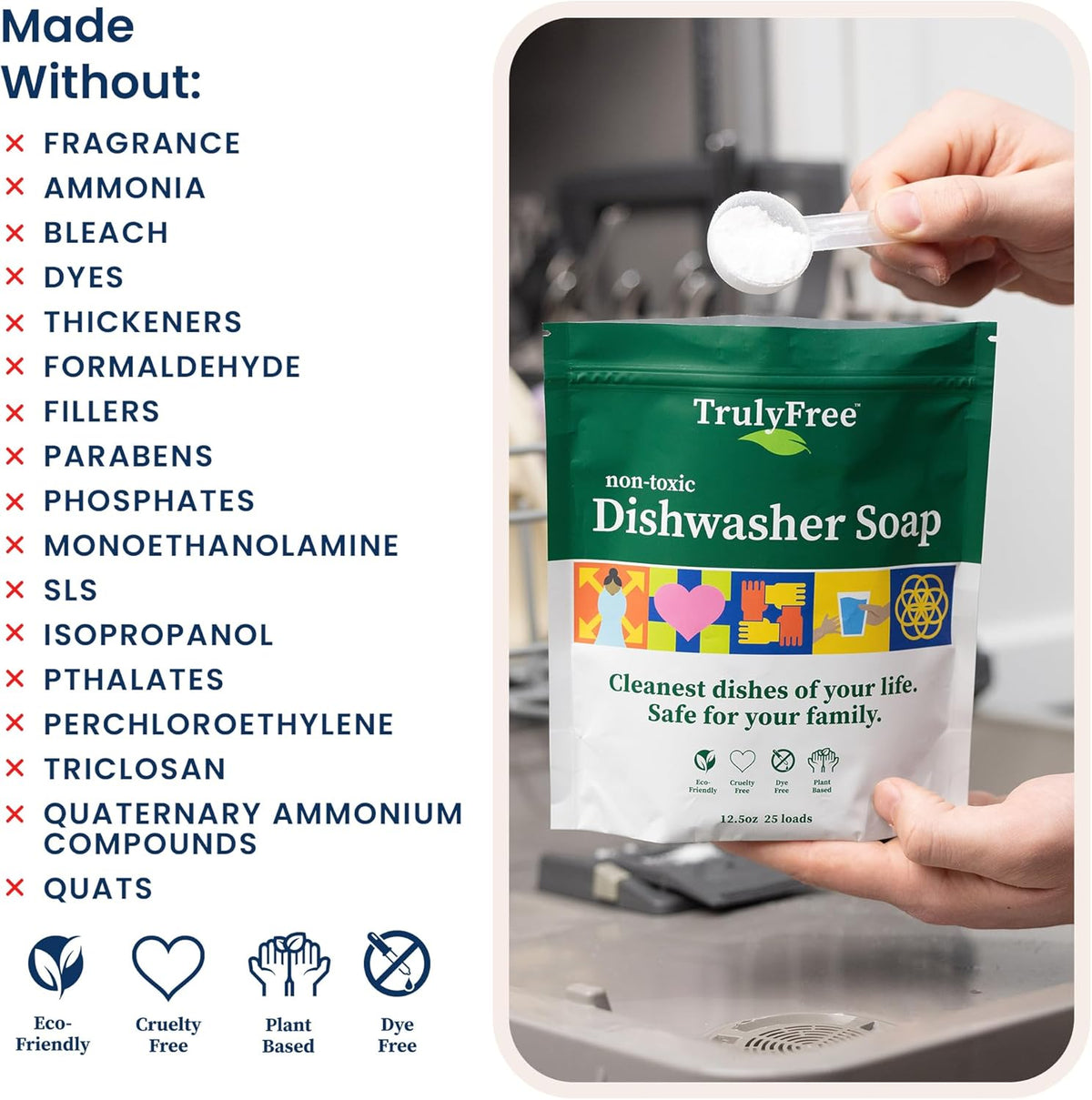 Automatic Dishwasher Detergent Powder - Concentrated Dishwashing Detergent, Dish Soap, Hard Water Stain Remover, Kitchen Cleaning Supplies, No Harmful Ingredients - 12.5 oz (Pack of 2)