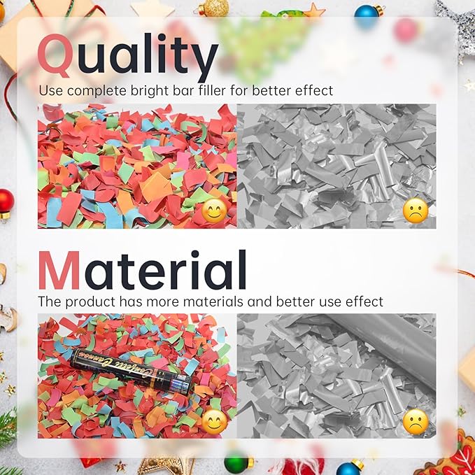 Confetti Cannon 12 Pack Party Poppers Multicolor Poppers 12Inch for Party Celebrations Confetti Popper Shooter Paper Confetti Cannon Bulk for Birthday Graduation Wedding Christmas NewYear