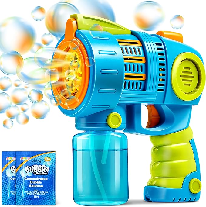 JOYIN Sloosh Kids Bubble Gun Machine with Refill Solution, 2 in 1 Automatic Bubble Maker Guns for Toddlers 1-3 Kids 4-8, Outdoor Toy, Adults, Party, Easter, Gift