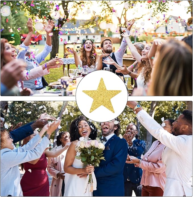 MECCANIXITY 250Pcs Heart Confetti Glitter Confetti Table Confetti Decor for Party Wedding Festival Decorations,1.18x1.18Inch,Light Gold