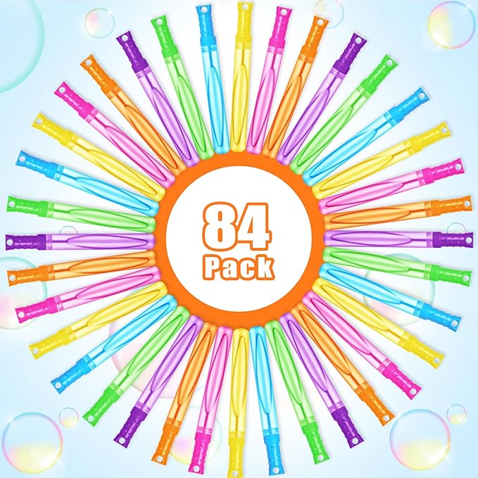 84PCS Bubble Wands for Kids,Bulk Bubble Wand for Kids Party Favor, Bubble Maker for Party Favor,Birthday,Goodie Bags, Wedding, Carnival Prizes, Summer Outdoor Toy Gifts, Assortment 6 Colors