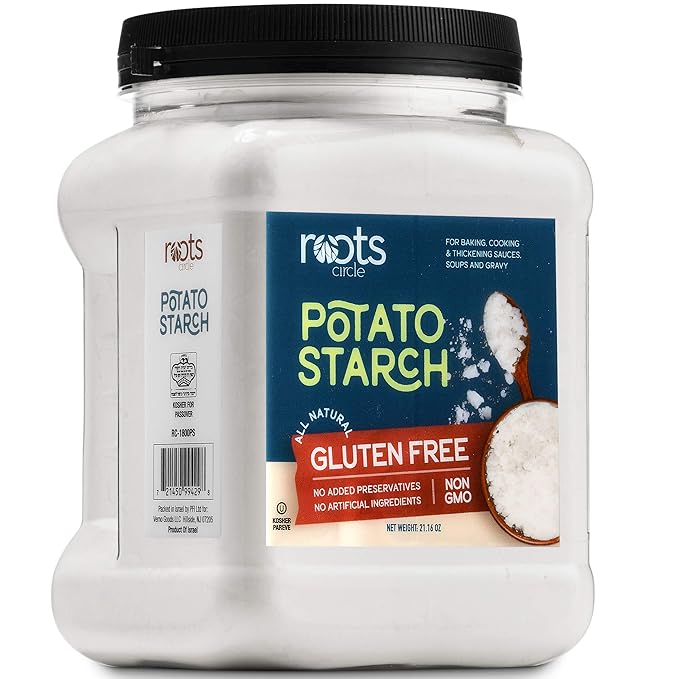 Roots Circle Gluten-Free Potato Starch, 1 Pack of 21oz Jar, No Preservatives or Artificial Ingredients, Kosher for Passover Thickener for Soups Stews