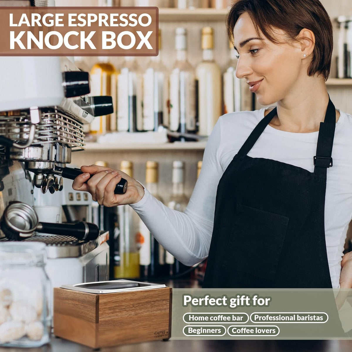 Knock Box, Large Capacity Espresso Knock Box, Non-Slip Base Knock Box Espresso, Coffee Knock Box, Shock Absorbant Espresso Knock Box and tamp station