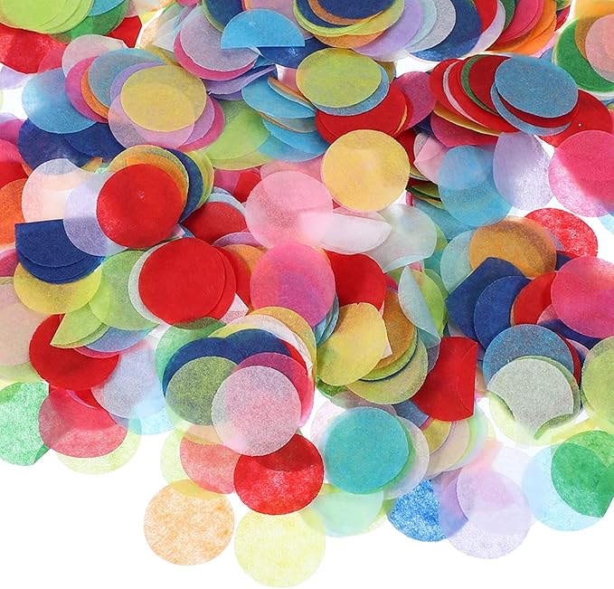 PATIKIL Round Tissue Paper Confetti 1 Inch, Table Confetti Circle Dots for Wedding Birthday Party Balloon Decorations(1.76 oz),Cyan Blue/Orange/Yellow/White/Pink