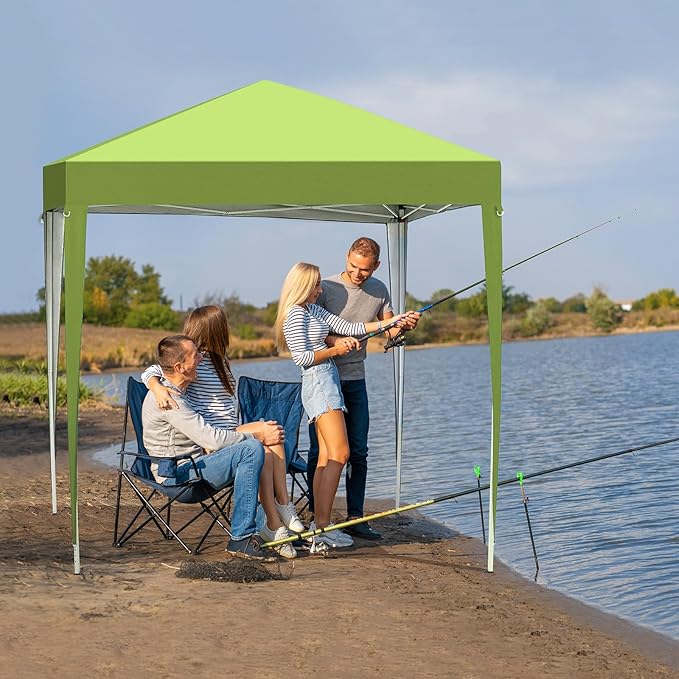 VINGLI 6.5x6.5 Pop Up Canopy Tent with Sidewalls, Outdoor Gazebo Canopy Tent, Patio Event Tents Outdoor Event Shelter for Parties (Lime Green)