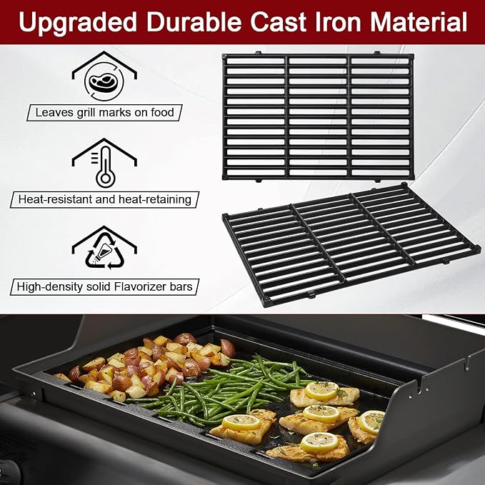 Hiorucet 7638 Grill Grates 7636 Flavorizers Bars for Weber Spirit 300 Series Grills with Front Mount Controls Weber Spirit II E-310 E310 E320 E330 S310 S320 S330 II S-310 Spirit 2 GS4 Grill Parts
