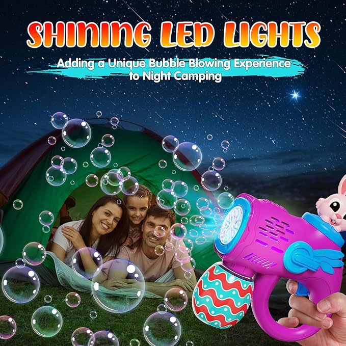 Bubble Guns for Toddlers,2 Pack Rabbit Bubble Machine for Kids, Bubble Blower with 10 Bubble Solutions,Outdoor Bubble Toy Summer Birthday Party Favors Gift for Age 3 4 5 6 7 8 Years Old Boys Girls