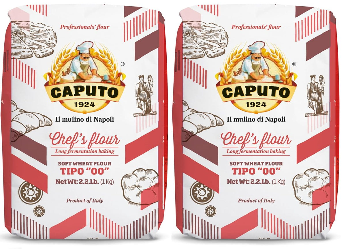 Antimo Caputo Chefs Flour 2.2 LB (Pack of 2) - Italian Double Zero 00 - Soft Wheat for Pizza Dough, Bread, & Pasta