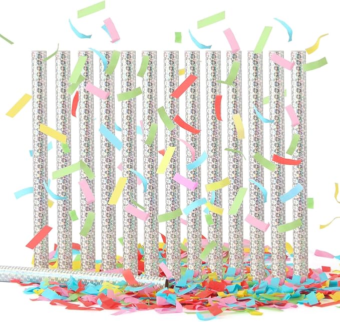 BATTIFE 40Pack Confetti Wands, Colorful Confetti Shoot Poppers, Tissue Paper Flick Flutter Sticks for Wedding Celebrations, Birthday, Multi-Color, 14 inch