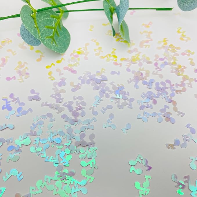 3000Pcs Music Confetti PVC Music Note Musical Confetti for Music Party Recital Reception Baby Shower Wedding and Birthday Party Decoration (White)