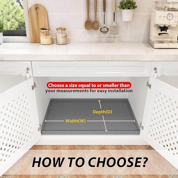 TigeJoy 28" x 19" Under Sink Mats for Kitchen Waterproof, Leak-Proof Silicone Mat Sink Protector and Cabinet Liner, Kitchen Essentials Organizer and Storage, Boot or Shoe Tray, Pet Feeding Mat
