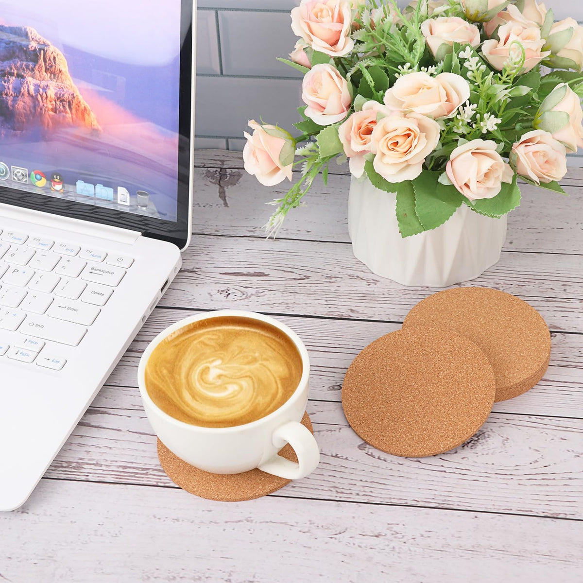 150 Pieces 4 Inch Cork Coasters for Drinks, 100 mm Round Cork Coasters, Non-Slip, Heat-Resistant, Absorbent & Reusable