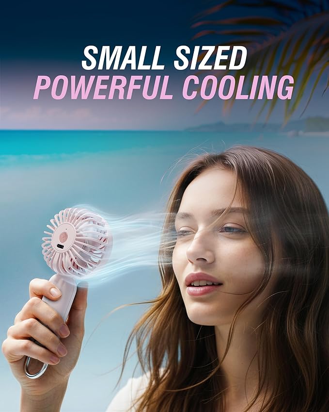 SABRENT ChillyPop Mini Portable Fan, Lightweight & Small Personal Fan, Long Quiet & Powerful Cooling Time, Makeup Kids Travel Fan, Rechargeable USB C Pocket-Sized Summer Gift for Women Girls Pink