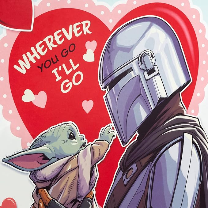 Hallmark Star Wars The Mandalorian Valentine's Day Gift Bag Set (2 Bags: 1 Large 13", 1 Extra Large 15") Grogu, Baby Yoda, for Kids, Husbands, Fans, May the 4th