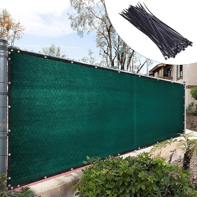 Royal Shade Custom Size 4' x 104' Green Fence Privacy Screen Windscreen Cover Netting Mesh Fabric Cloth - Cable Zip Ties Included (We Make Custom Size)
