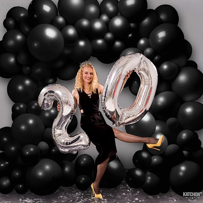 KatchOn, Black Balloons Arch Kit - Pack of 97 | Black Balloon Different Sizes for Birthday Decoration | Halloween Balloons for Halloween Decorations | Anniversary, New Year Decorations