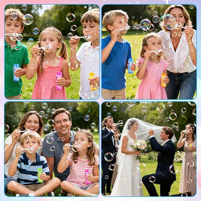 AuroTops 60 PCS Bubble Bottles with Wand Assortment for Kids,Bubbles in Bulk,4oz Bubble Solution Summer Toys for Kids Bubbles Party Favors,Birthday Party Supplies,Indoor & Outdoor Activities,6 Colors