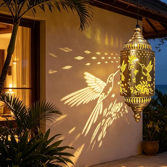 Hummingbird Solar Lantern Outdoor Garden Decor (2 Pack) Solar Lights Outdoor Waterproof, Hanging Lanterns Outdoor for Patio Pathway Yard Porch Backyard Gardening Gifts for Women Mom Grandma.