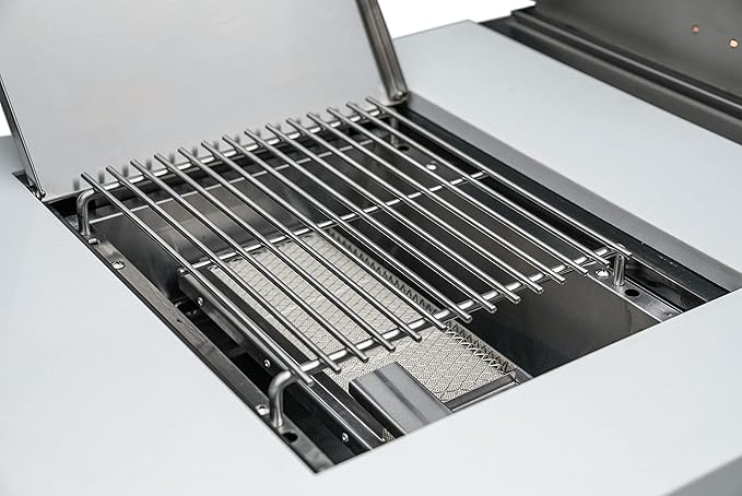 Mont Alpi MAi805-D90FC 44-inch 6-Burner 115000 BTU 90 Degree Corner Deluxe Stainless Steel Gas Outdoor Barbecue Island Grill w/Lockable Compact Refrigerator + Infrared Side Burner + Rotisserie Kit