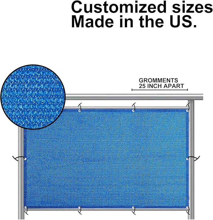Eden's Decor Balcony Privacy Screen Cover Mesh Windscreen Weather-Resistant UV Protection for Backyard Deck, Patio, Balcony, Pool, Porch, Fence, Railing, Gardening (Blue,4'2"x 15')