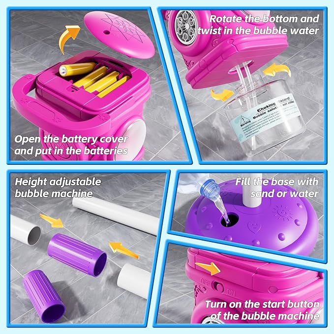 2-in-1 Remote Street Lamp Bubble Machine for Kids 3-6 4-8 Years Old Outdoor & Indoor Bubble Maker Toys with Lights for Boys and Girls 3 4 5 6 7 8+ Birthday Party Gifts