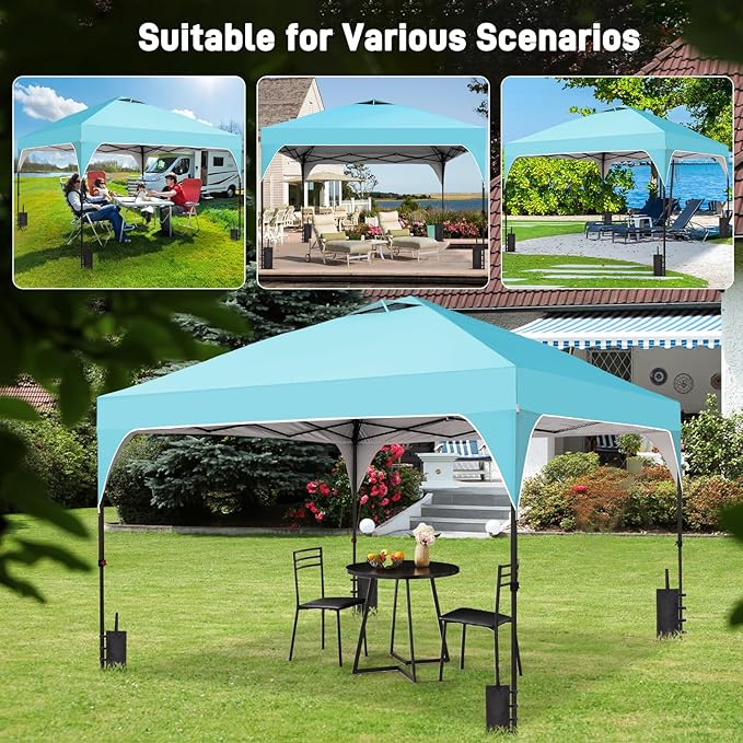 10x10FT Canopy Tent, 1-Button Push Instant Pop Up Canopy with 4 Sandbags, Easy Setup Outdoor Gazebo Shelter