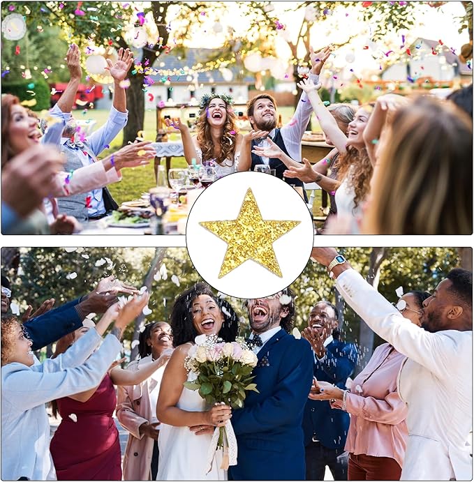 MECCANIXITY 200Pcs Star Confetti Glitter Confetti Table Confetti Decor for Party Wedding Festival Decorations,0.39x0.39Inch,Gold