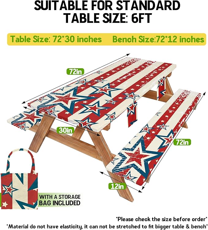 Picnic Table Cover with Bench Covers Elastic Table Cloth Cool Fun Unique Ideas Christmas Xmas Father Valentine's Day Birthday Party Camping Gift for Camper RV Owner Camping Lovers Couple Men Adult Dad